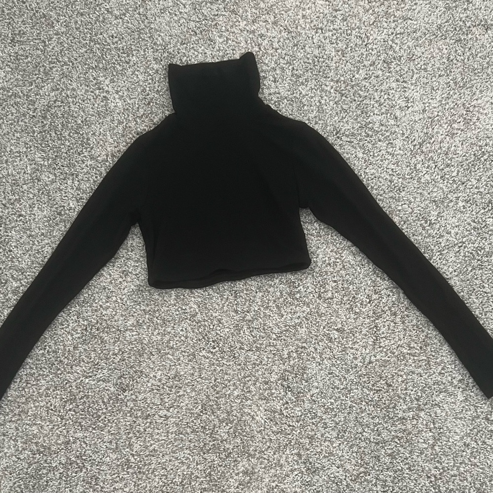 Naked Wardrobe Black Turtleneck Crop Top